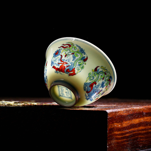 景德镇仿古瓷器全手绘茶杯茶具成化斗彩薄胎三秋杯鸡缸杯古董古玩