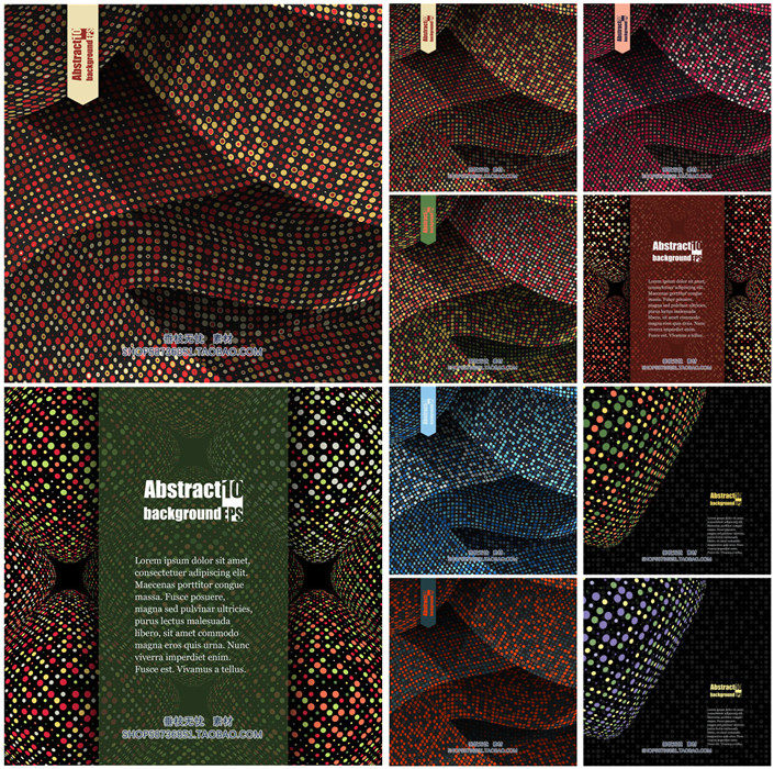 A2226矢量网状波点几何波纹圆形科技 抽象风格背景 AI设计素材