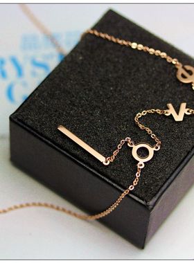 love字母长款钛钢防过敏毛衣链