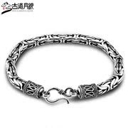 Silver trail month Thai silver men''s silver bracelet S925 silver female couples retro lucky knot of peace lines 222