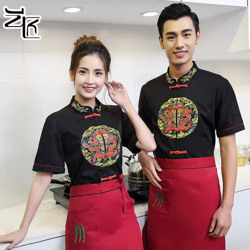 厨师服短袖工作服夏装酒店后厨中餐厅唐装火锅店农家乐工装制服