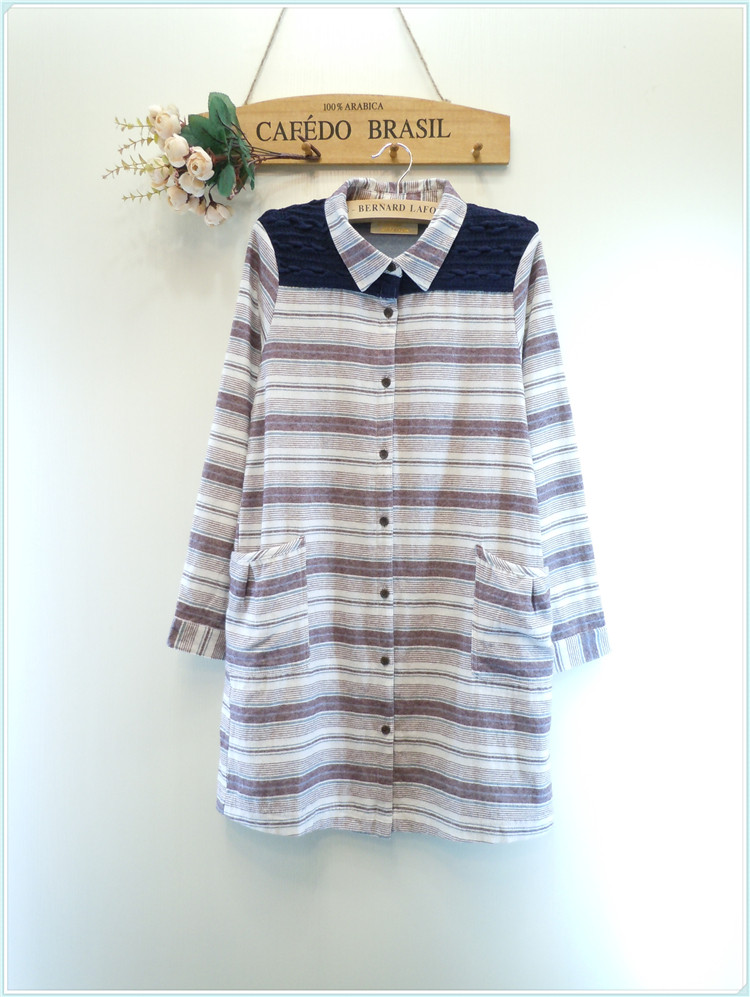 Foreign trade The original single- Autumn shirt Long sleeve Wool Flannel Up and down Mosaic Mid length version Korean Edition Self cultivation Cardigan coatin the Women's clothing/Boutique , Shirt  category - from Buy2taobao.com to provide professional Taobao agent buy service