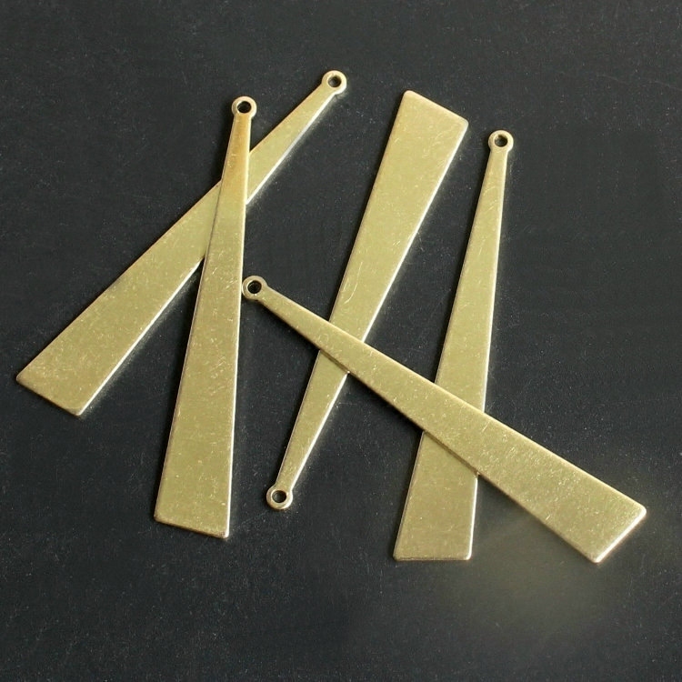 纯铜原色 7*43mmmm 单孔斜三角片 diy首饰 黄铜毛坯 手作材料配件