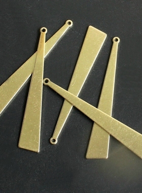 纯铜原色 7*43mmmm 单孔斜三角片 DIY首饰 黄铜毛坯 手作材料配件
