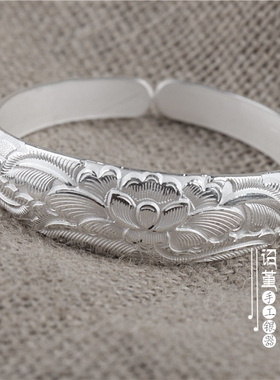 时尚风原创雕花银手镯