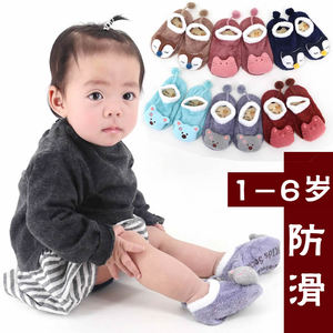 婴儿袜子儿童纯棉学步男女童宝宝鞋袜加厚防滑厚底地板袜套3210