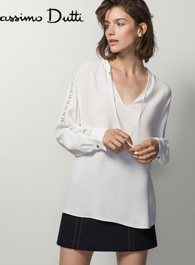 国内现货 massimo dutti女装专柜正品女士蝴蝶结领口衬衫 5133862