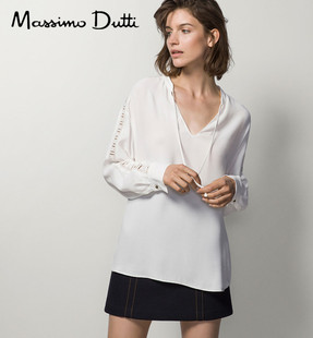 国内现货 massimo dutti女装专柜正品女士蝴蝶结领口衬衫 5133862