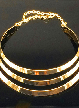 2017春夏新款欧美金色项圈 亮面个性夸张朋克项圈 短项链necklace