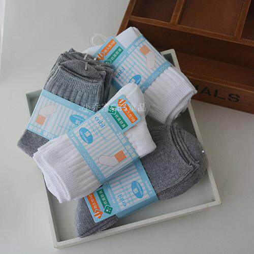 定制纯棉儿童白袜香港白色灰色学生袜校服袜运动袜中筒袜三对一扎