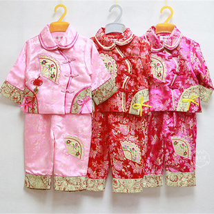 清仓秋冬儿童唐装女童衣裤套装0-5岁婴儿宝宝周岁庆生礼服两件套2