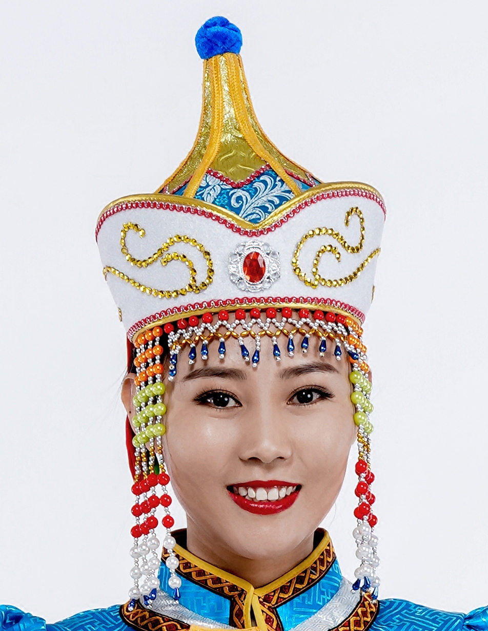 蒙古帽子女成人演出帽 蒙古舞头饰 蒙古族舞蹈演出帽子 尖顶帽