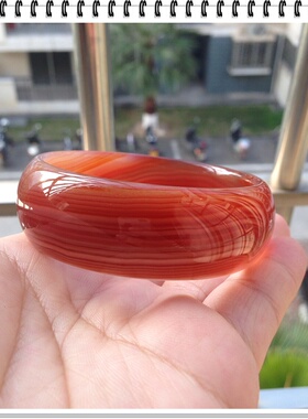 厂家直销精美巴西天然缠丝红玛瑙手镯女士原矿玉镯手环女闺蜜礼46