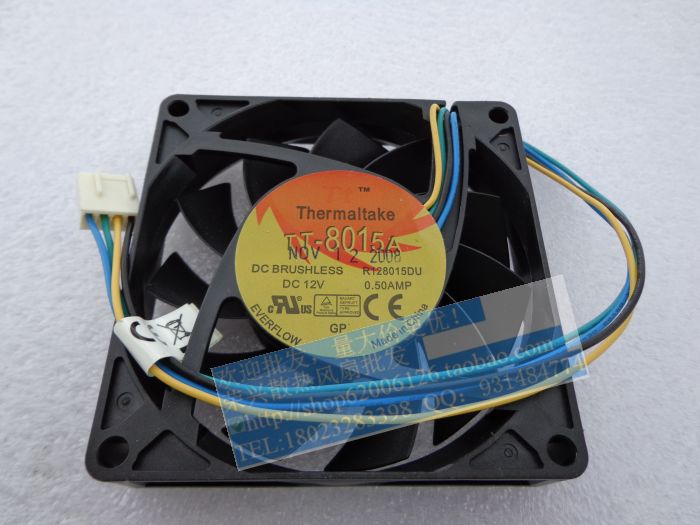 EVERFLOW R128015BU 8015 12V 0.50Amp 四线双滚珠风扇