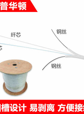 安普华顿皮线光缆室内2芯光纤室内皮线光缆蝶形2根钢丝皮线 1米
