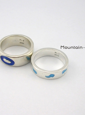 中国手工纯银珐琅花辞树情侣对戒