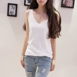 韩莉歌 Летняя трикотажная майка топ без рукавов, по фигуре, эффект подтяжки, в корейском стиле