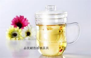 高硼硅耐热玻璃杯透明茶水分离泡茶杯美体杯大容量带把马克杯加厚
