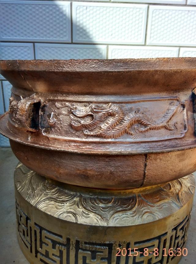 西藏族大铜锅八宝锅手工艺纯加厚纯铜 紫铜古董1尺3把锅