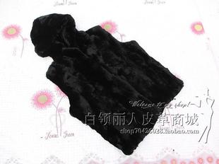 男装男士皮草皮毛一体保暖新款獭兔毛皮草短款马甲背心坎肩连带帽