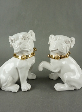 卡通风斗牛犬陶瓷轻奢装饰品