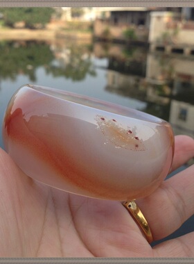 一物一拍超宽纯天然俏色朱砂玛瑙手镯大气手环正品女友礼物373