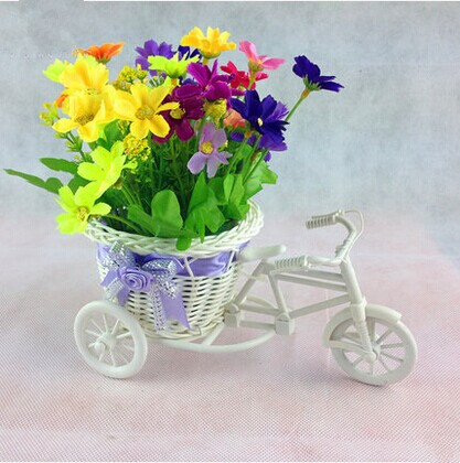 假花仿真花小花车套装三轮车花艺跳兰菊套装家居装饰室内装饰花