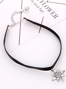 原宿黑色项圈欧美脖子短款锁骨链