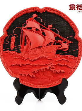 漆器帆船摆件送老外商务工艺品