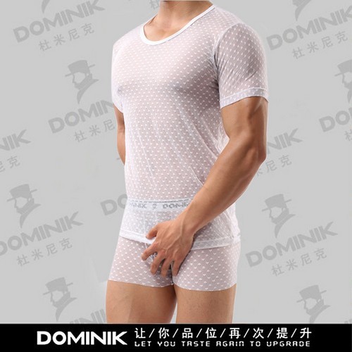 DOMINIK杜米尼克时尚性感透明 舒适冰丝 天丝网眼短袖T恤 OHW2261