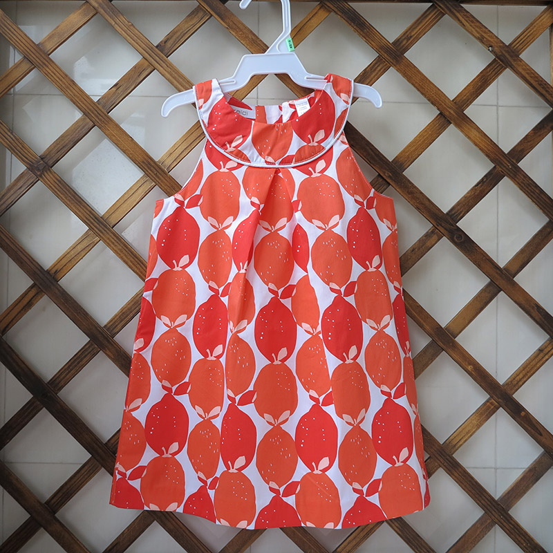 原单店铺转型特价夏季女宝宝童亮橘色无袖马甲背心吊带连衣裙子