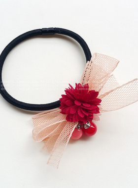 韩国进口 AZNAVOUR AZ  发饰网纱缎带花朵蝴蝶结发圈