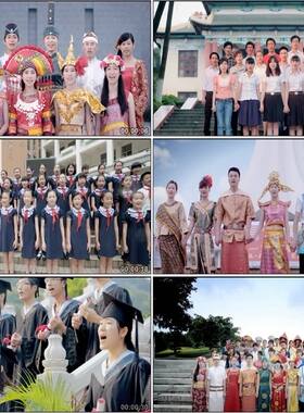 唱歌镜头一组少数民族白领小学生大学生高清实拍视频素材