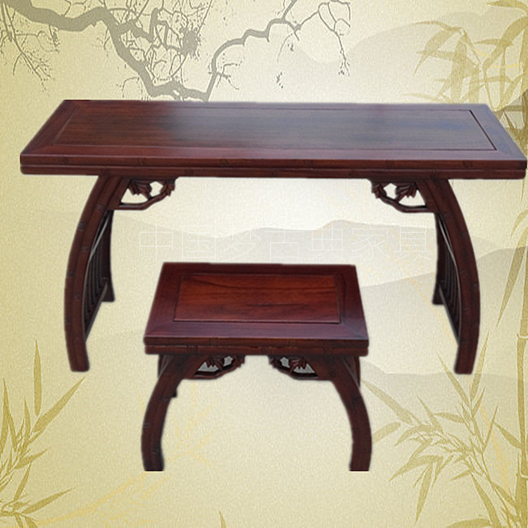 需定制包邮仿古琴桌椅实木质整装国学桌凳组合古筝瑶琴书画马鞍凳