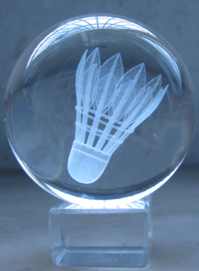 水晶球内雕球乒乓球运动居家摆件