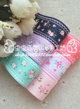 2.5cm/25MM蕾丝花边清新小花罗纹带丝带 发饰手工DIY蝴蝶结CC45