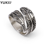 YUKI men Thai silver ring finger little finger ring ring ring ring 925 Silver girl Indian feather accessories