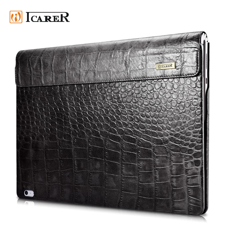 iCarer Oil Wax Vintage / Embossed Crocodile / Litchi Pattern Handmade Genuine Leather Detachable Flip Case for Surface Book