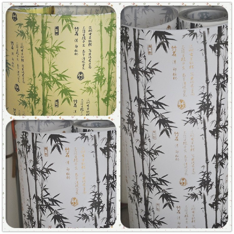PVC羊皮纸 高档灯箱悬吊式天花板花格灯罩材料灯罩纸 黄底绿竹天