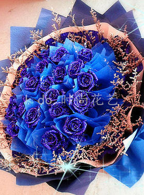 情人节七夕生日鲜花 21支蓝色妖姬花束 沈阳同城鲜花速递