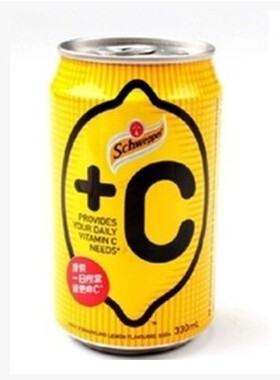 包邮香港进口玉泉SCHWEPPES +C有汽柠檬味汽水 330ml *8 易拉罐