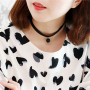 Cool na star temperament black faux pearls Korean fashion jewelry pendant Korean neck short chain necklace 4034