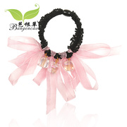 Bagen grass hair accessories Crystal bow string elastic rope of silk yarn flower hair band tiara