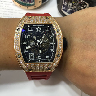 理查德米勒 RM010玫瑰金红色表带男士手表 腕表