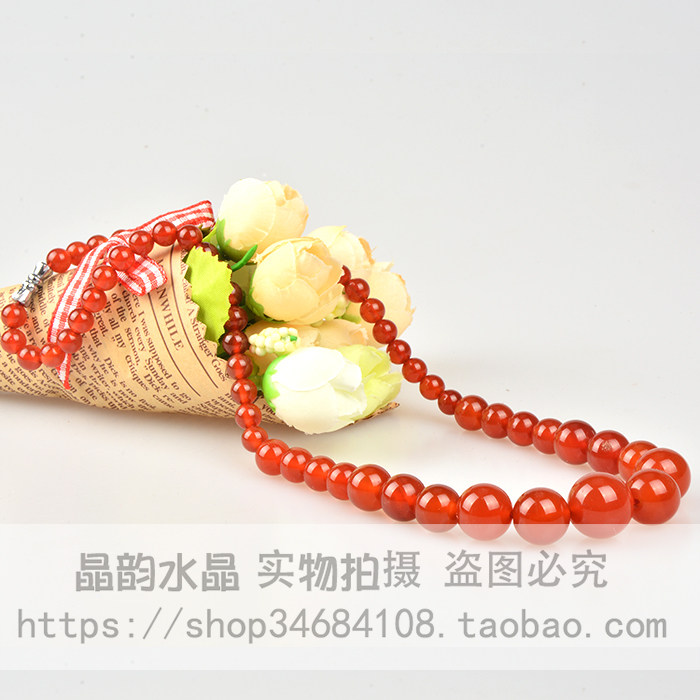 红玛瑙塔链民族风圆珠链项链 送女友 母亲节礼物水晶高端饰品首饰