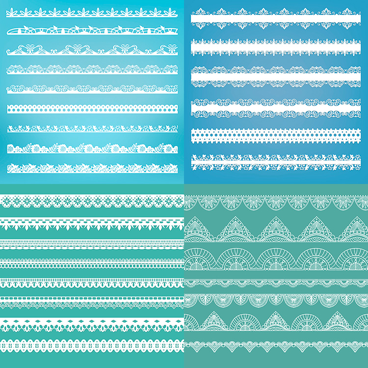 蕾丝花卉花边 多款日系装饰花纹桌布花边 AI格式矢量设计素材