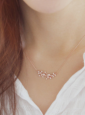 纯银树枝韩版时尚风百搭锁骨链