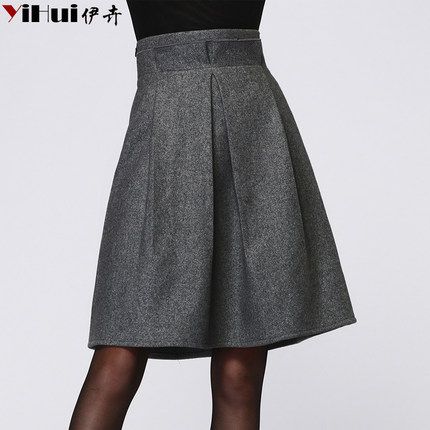 毛呢半身裙高腰中长款2015新款冬裙中裙秋冬
