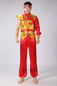 男士民族舞龙舞狮表演服装打鼓服饰秧歌舞蹈服装东北扭秧歌演出服