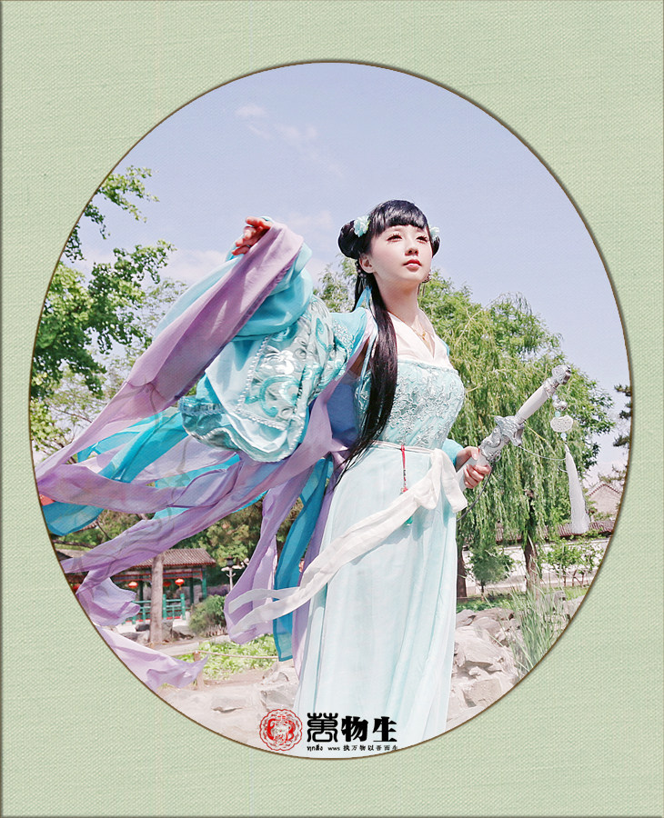 【万物生】定做『花千骨』水蓝绿色COS女装古装《花千骨》电视改